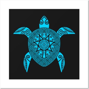 Hmoob Tribal Turtle (Blue) Posters and Art